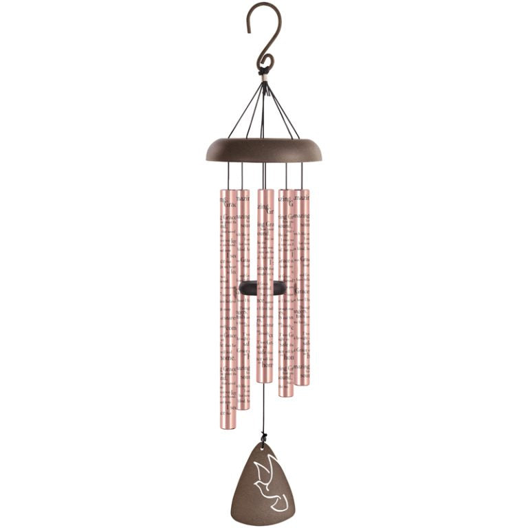 30 inch Rose Gold Windchimes with Amazing Grace Lyrics