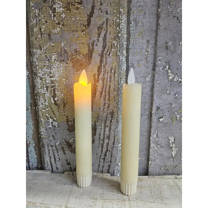 Cream Moving Flame 6in Taper 2 Pack