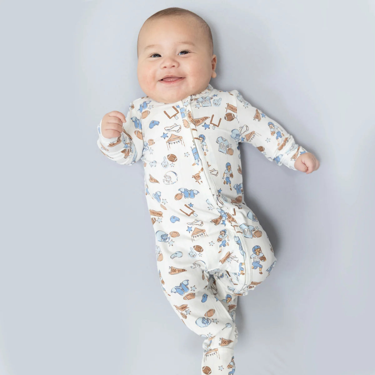 Football Nursery 2 Way Zipper Footie