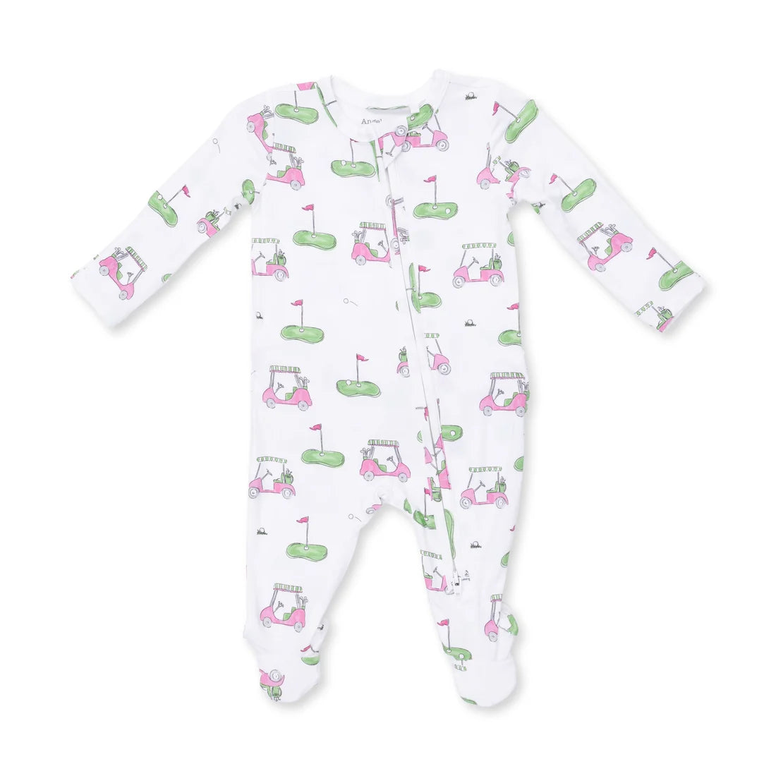 Golf Carts Pink 2 Way Ruffle Back Zipper Footie