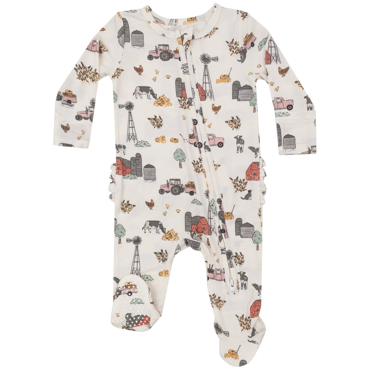 Footie - 2 way Zipper Ruffle Back - Hay Farmer