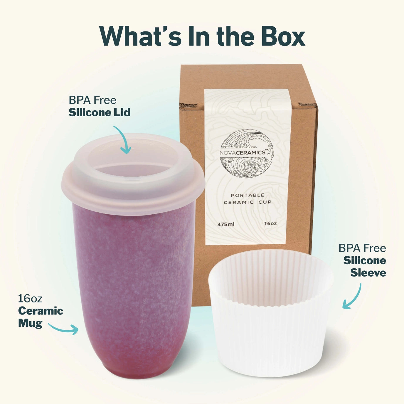 Purple Ceramic Travel Mug 16 oz