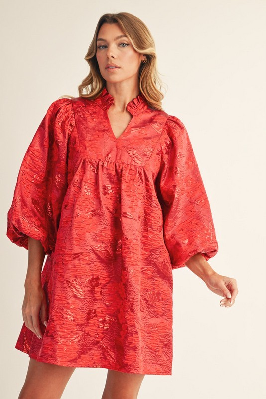 Berry Jacquard Dress