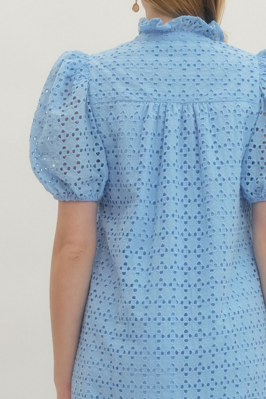 Beauty Blue Eyelet Dress