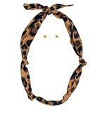 Brown Leopard Scarf Necklace