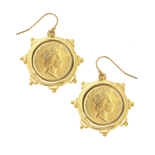 Susan Shaw Gold Queen Small Coin On Wire Earring 1614QW
