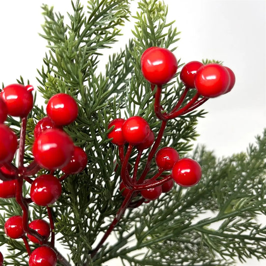 14 inch Fresh touch Cedar Pick w/ Red Berries