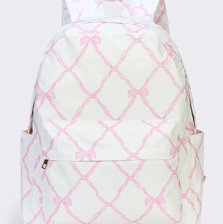 Girls Bow Printed Backpack