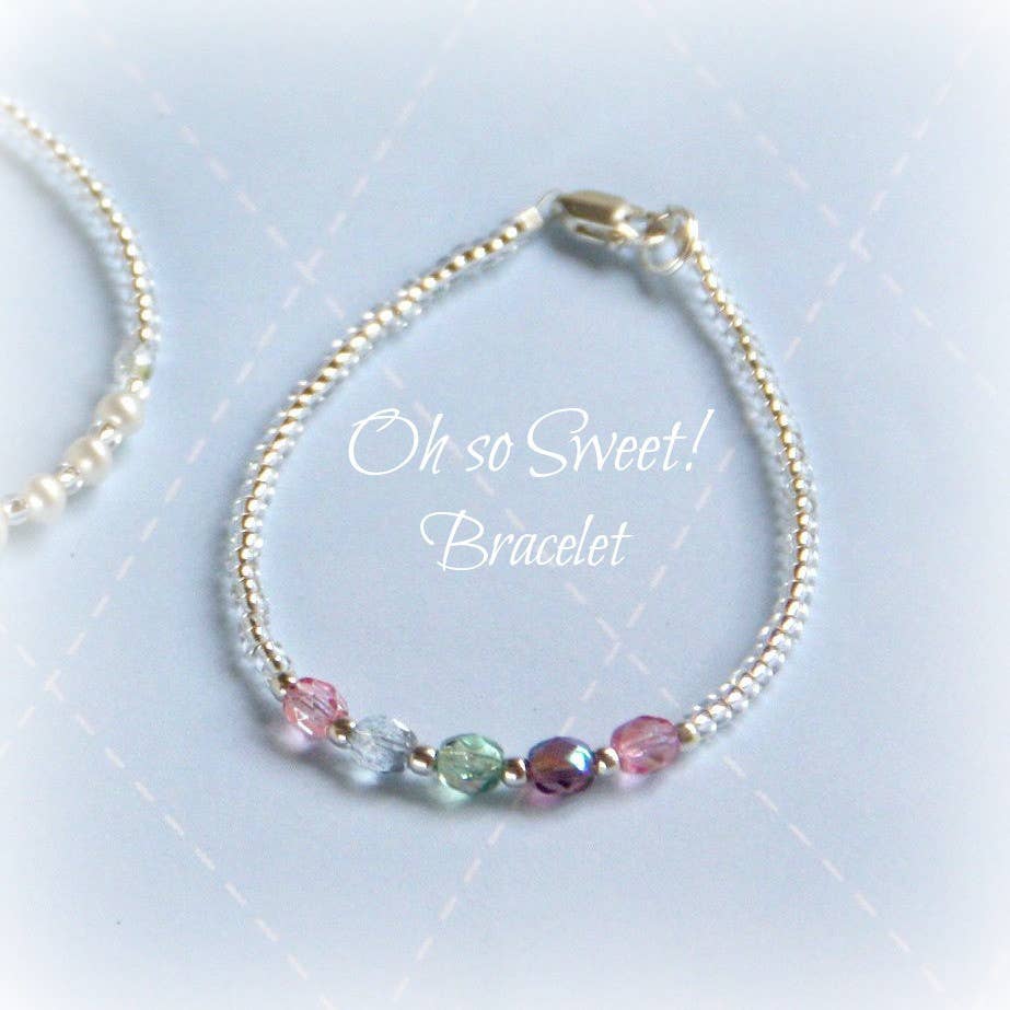 Pretty in Pastels Sterling 5" Baby Bracelet