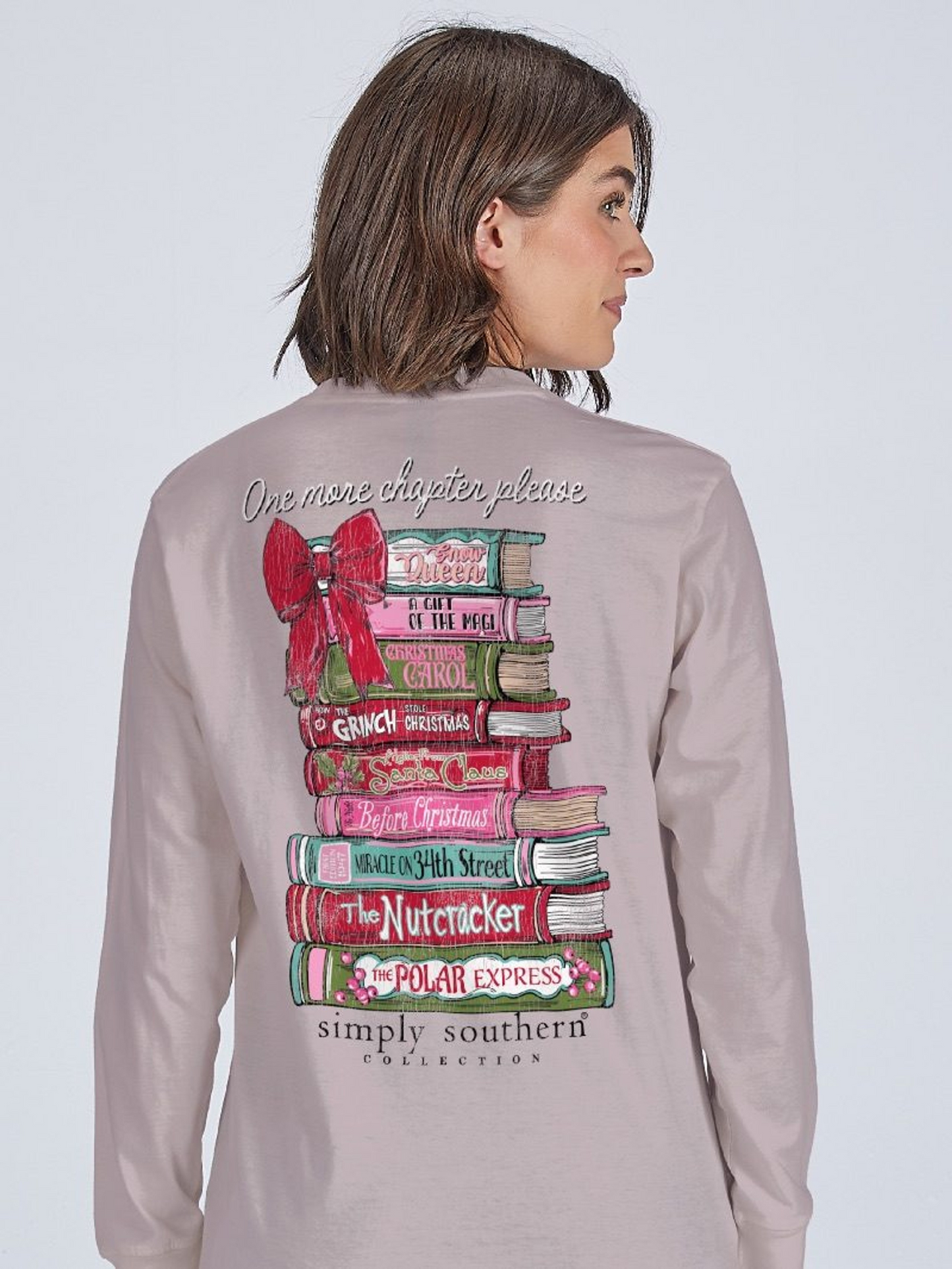 Book Stack Christmas Long Sleeve Tee