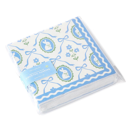 Bunnies and Bows 3-Ply Paper Cocktail Napkin