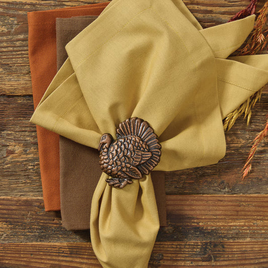 Set of 4 Hammered Turkey Napkin Ring