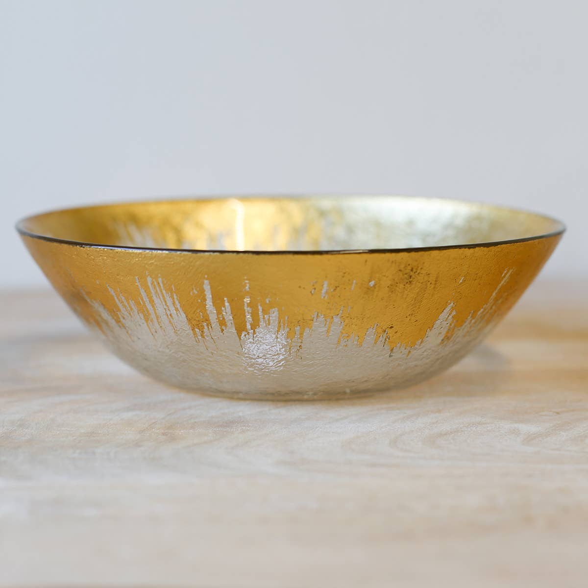 Glass Serving Bowl with Gold border