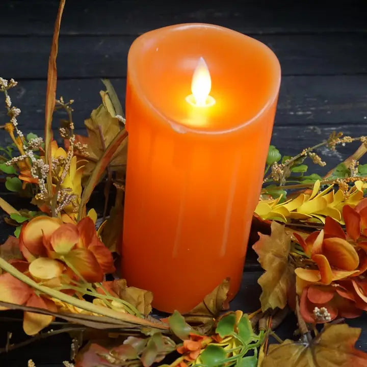 Orange Non-Drip Moving Flame Led Candle 3in By 4in