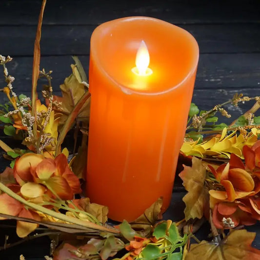 Orange Non-Drip Moving Flame Led Candle 3in By 4in