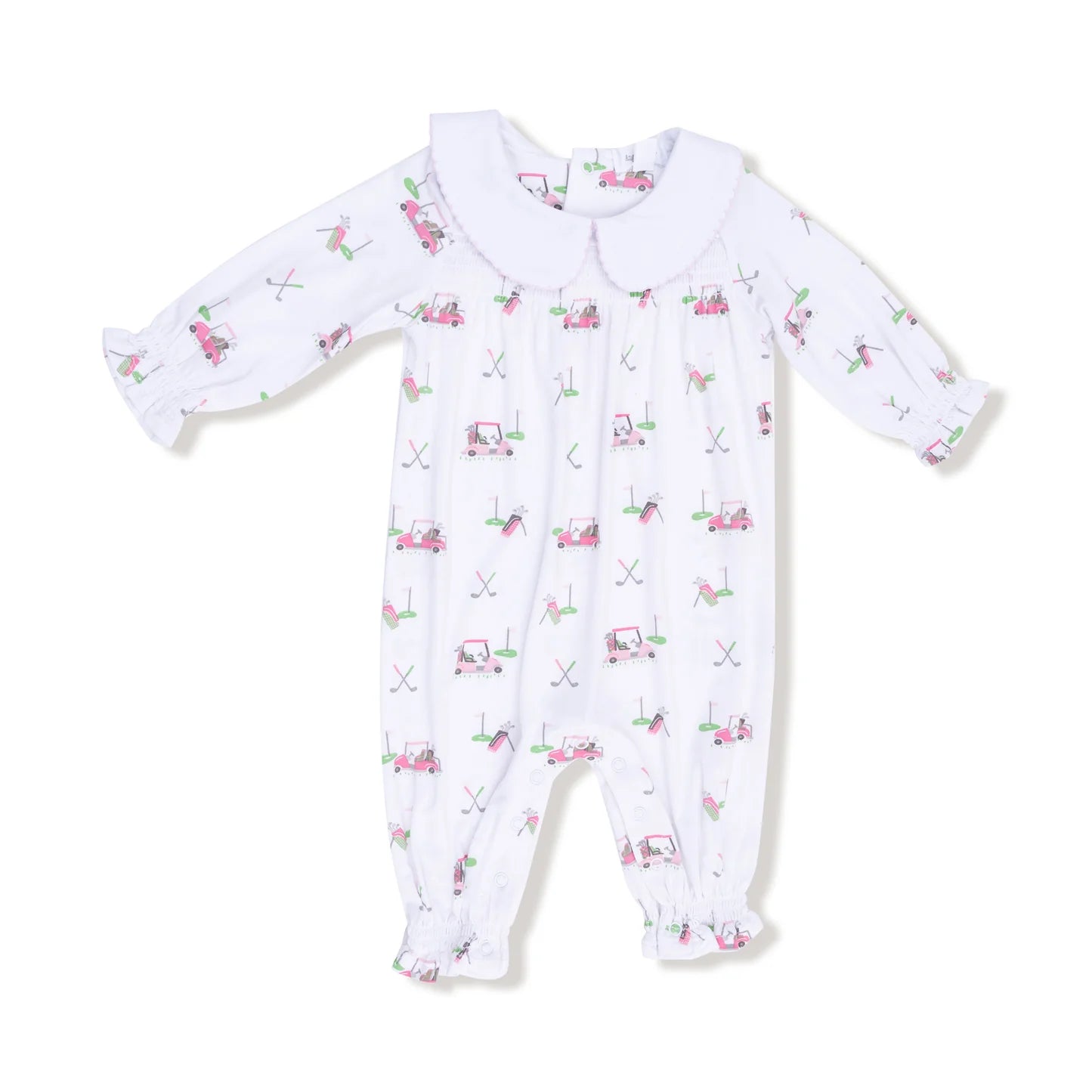 Baby Golf Carts - Pink - Smocked Romper