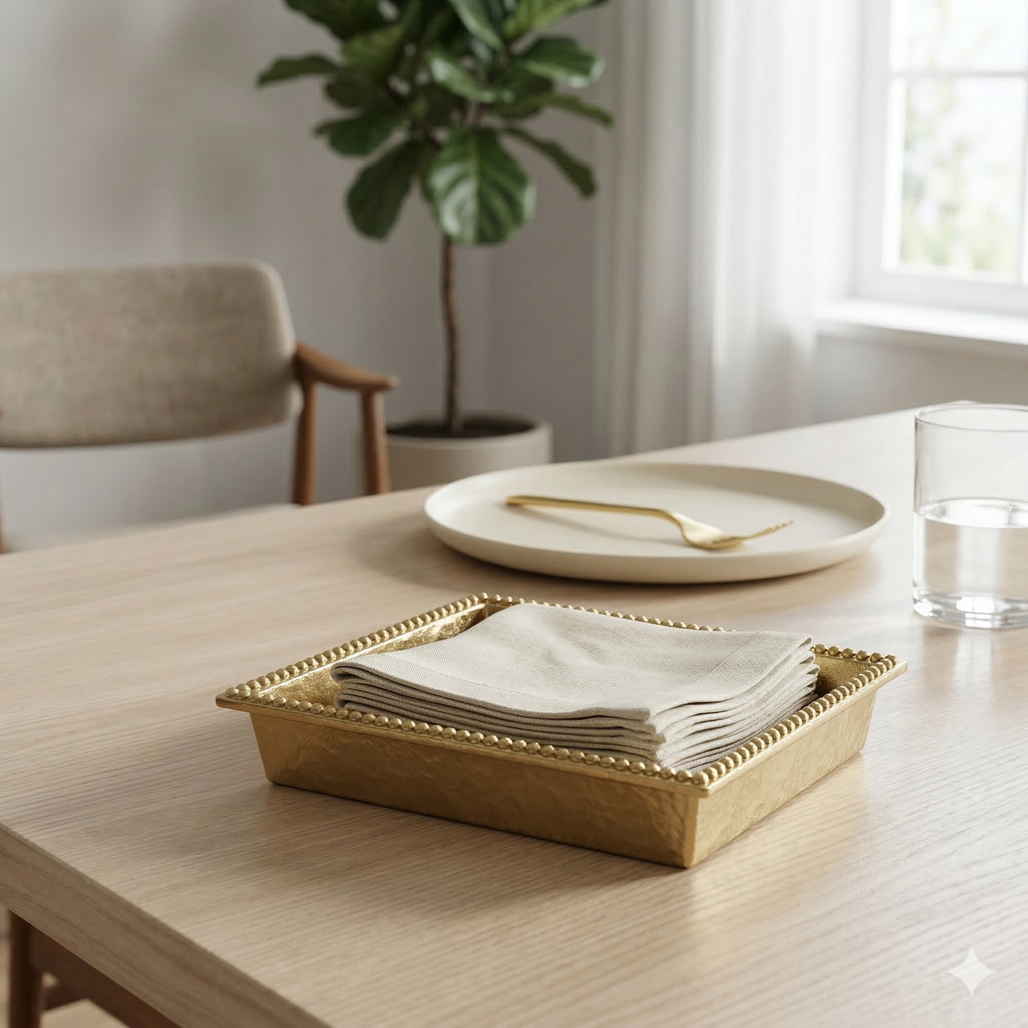 Gilded Dinner Napkin Box, 6