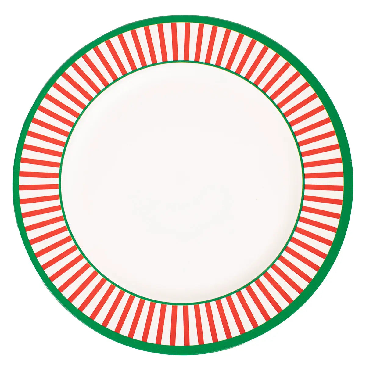 Christmas Stripe Charger White/Red/Green 13"