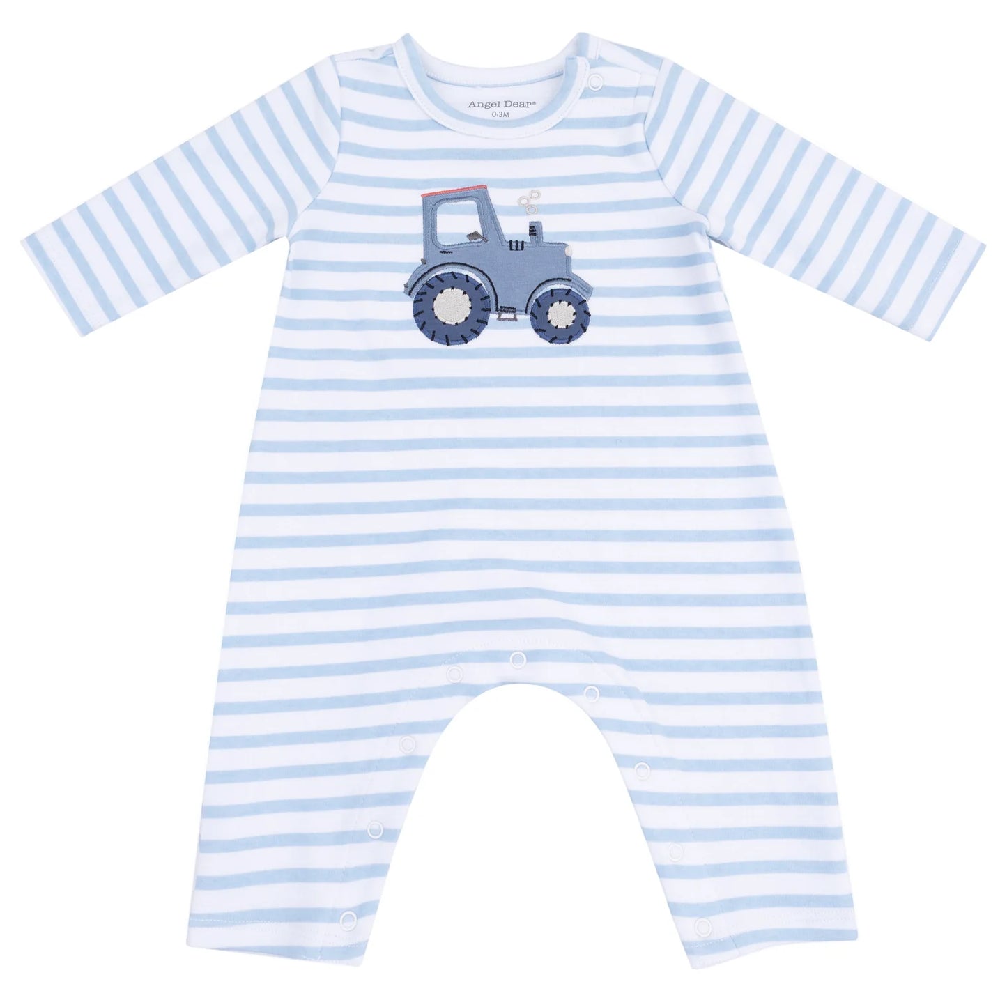 Angel Dear LS Snap Shoulder Romper with Tractor Applique