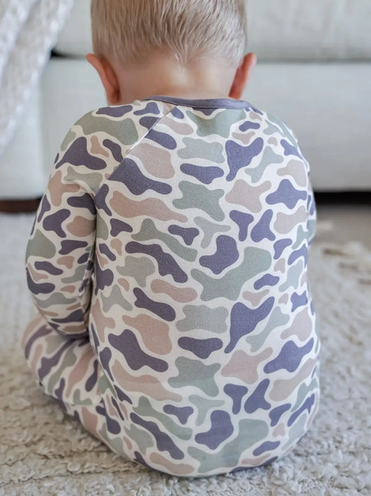 Convertible Bamboo Zip Romper | Camo Cutie