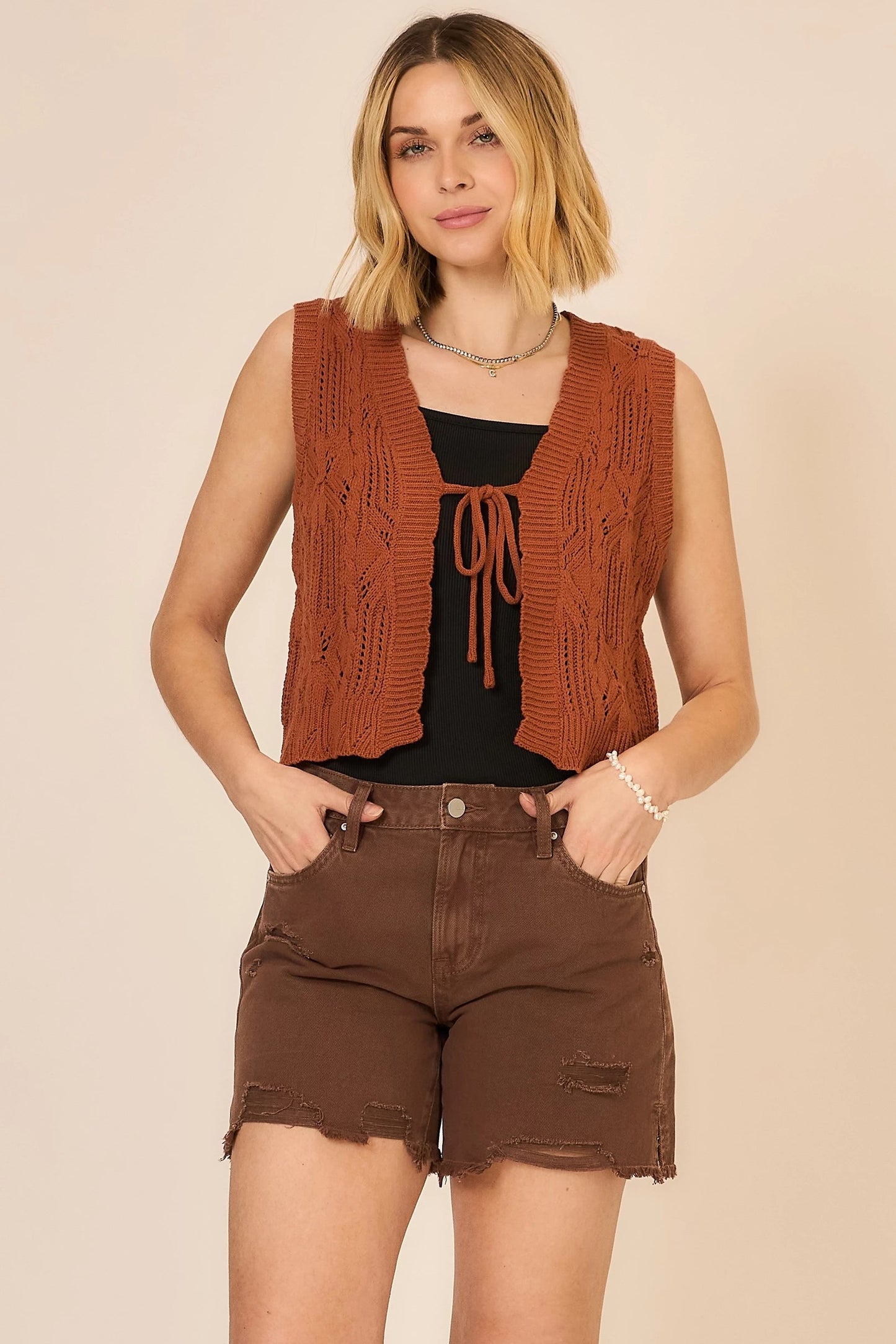 Karina Sweater Vest - Camel