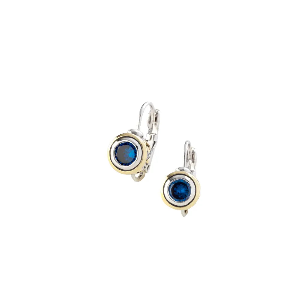 Beijos Collection - Cubic Zirconia Bezel Set Earrings Sapphire
