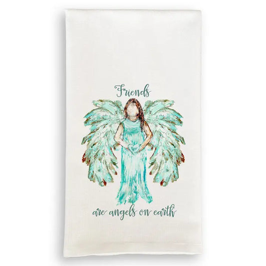 Friends Are Angels on Earth Tea Towel