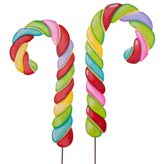 Merry & Bright Candy Cane stakes - Large