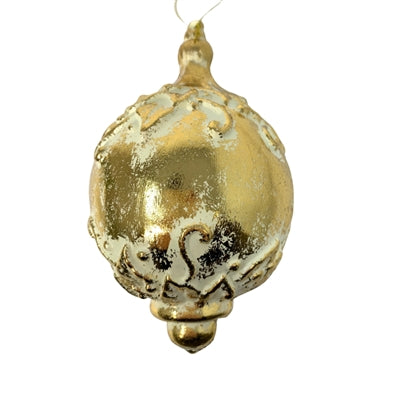 Metallic Ornate Finial Ornament - Gold/Cream 7"