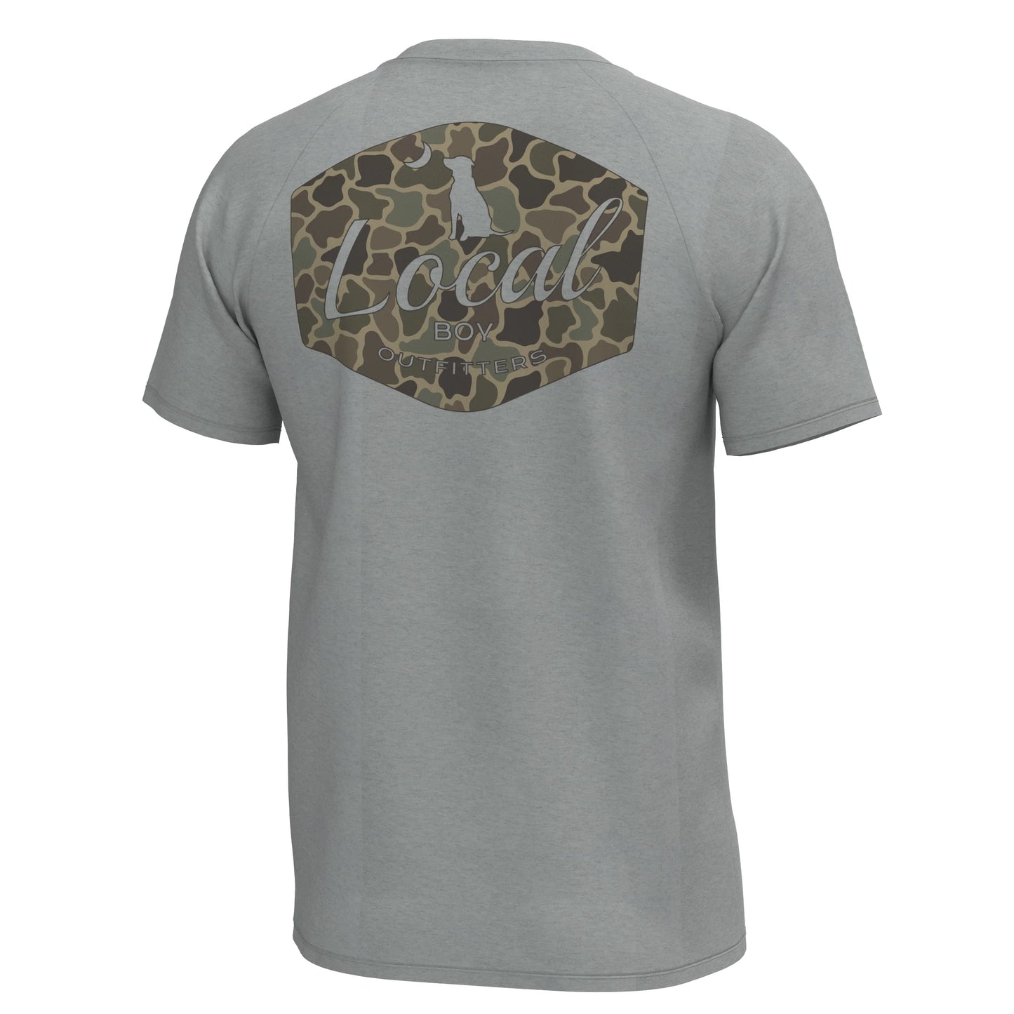 Brush Badge Short Sleeve Heather Performance Shirt - Cool Gray