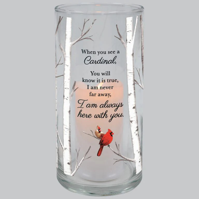 Condolence Glass Hurricane - Cardinal