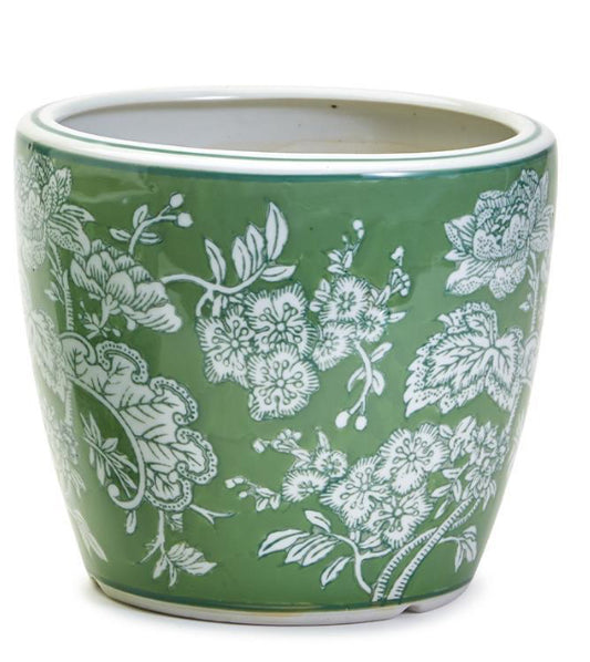 Countryside Hand-Painted Cachepot / Planter / Vase - Porcelain