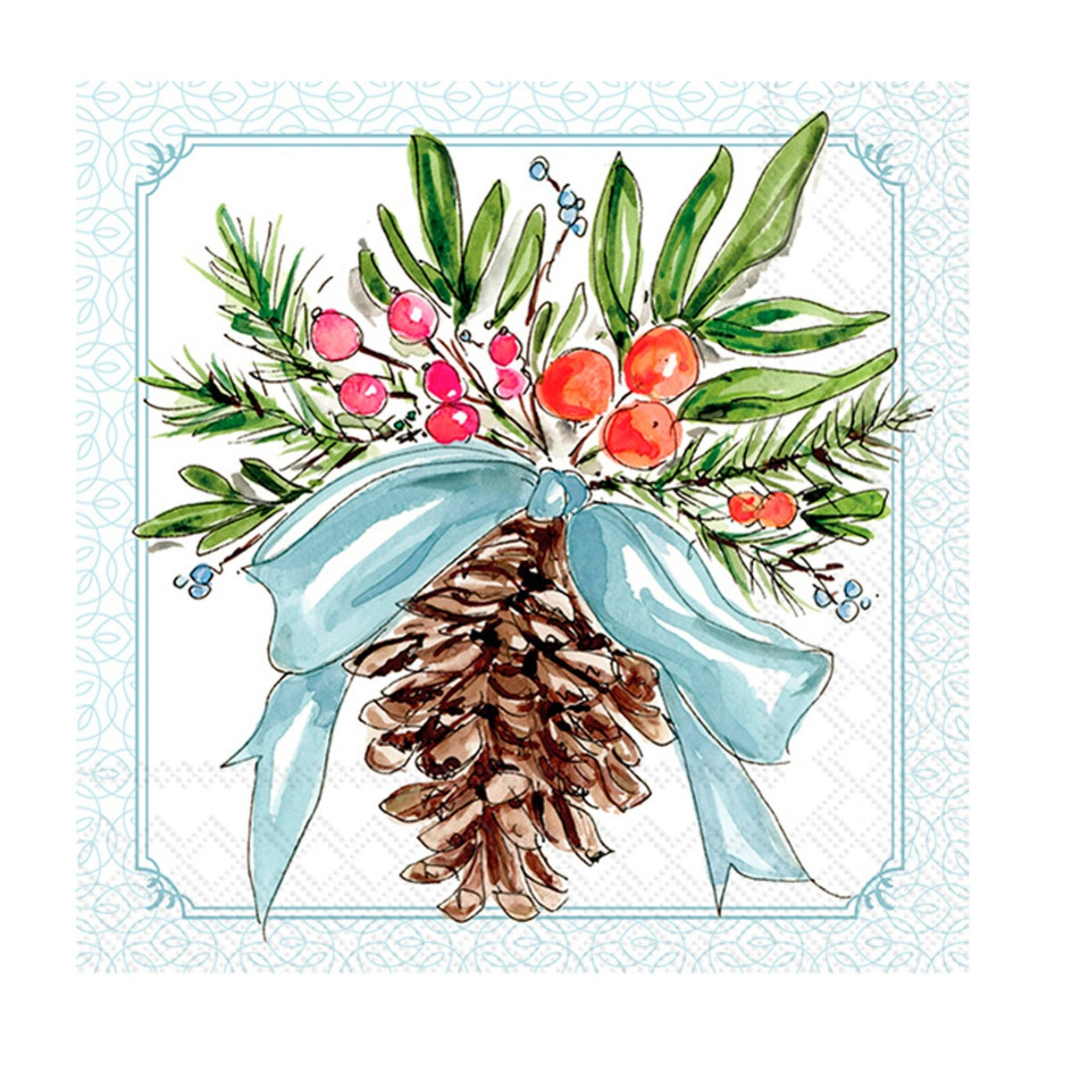 Pinecones and Ribbons Cocktail Napkins