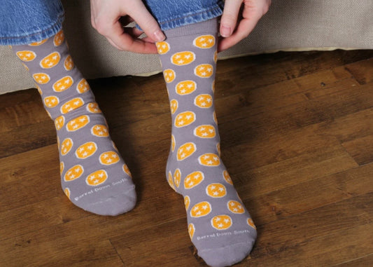 Gray and Orange Tri- Star Socks