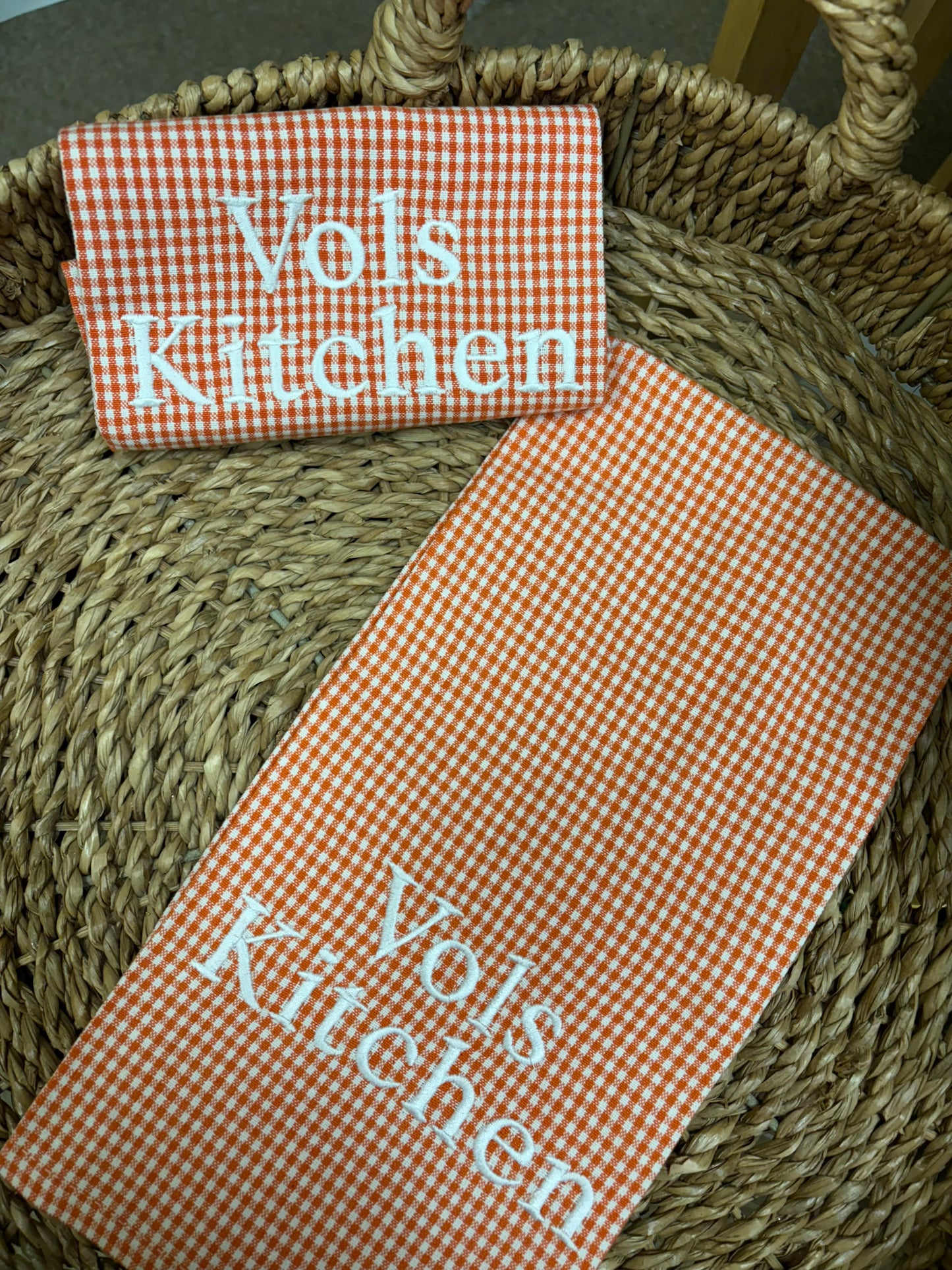 Orange Gingham Vols Kitchen Towel