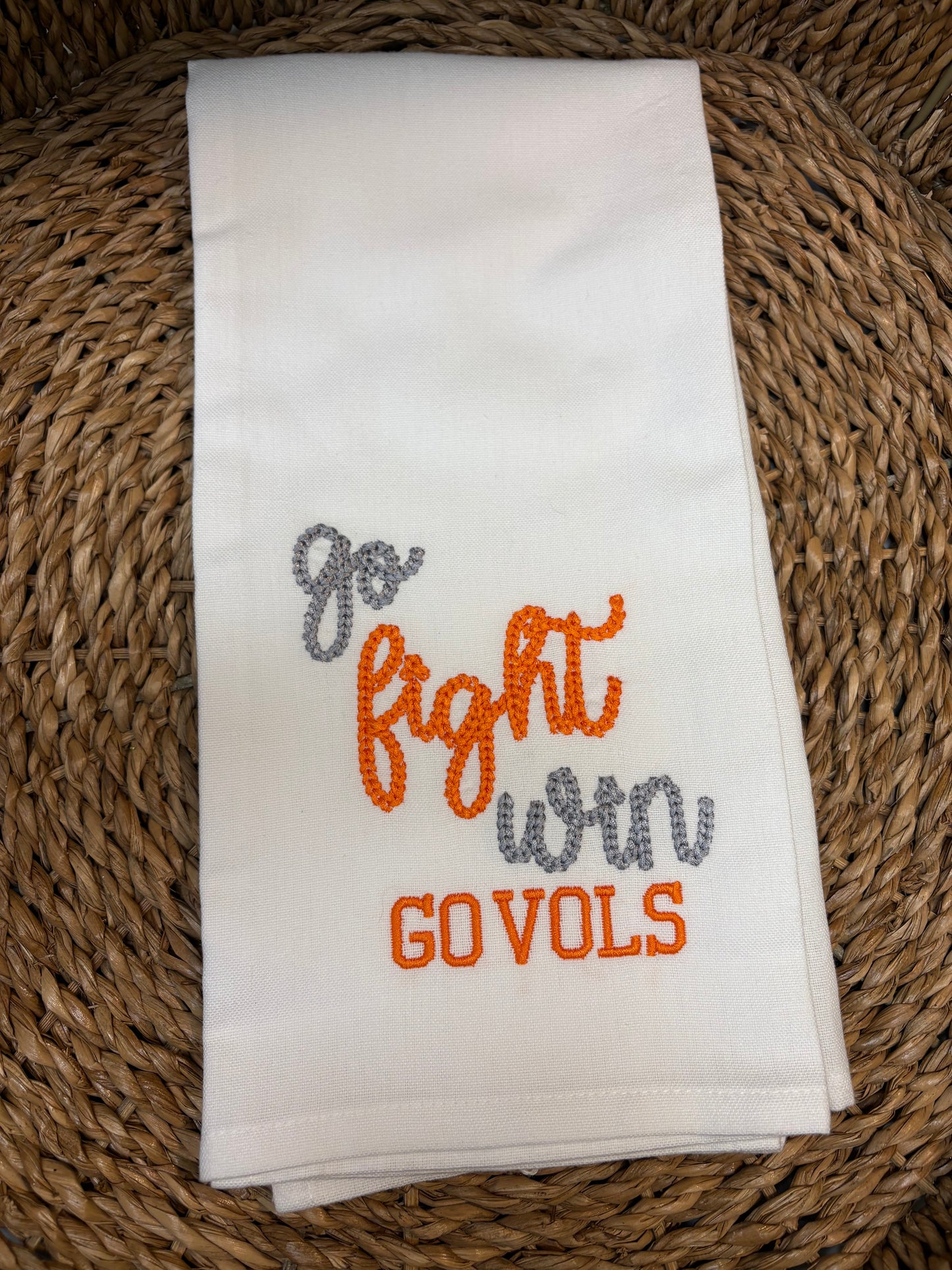 White Kitchen Towel Go Fight Win Go Vols
