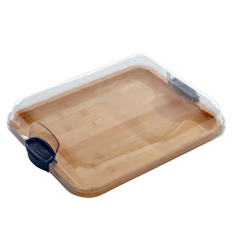 Build-a-Board 11x14 inch bamboo tray with navy handles