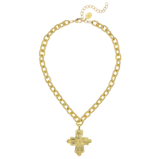 Gold Cross Necklace on Gold Chain 3913G