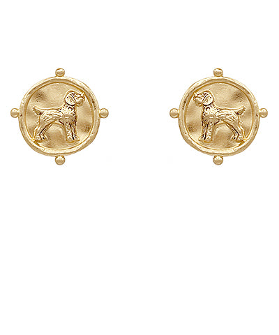 Hound Dog Gold Hammered Earrings
