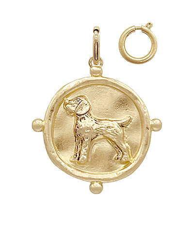 Gold Hammered Hound Dog Pendant