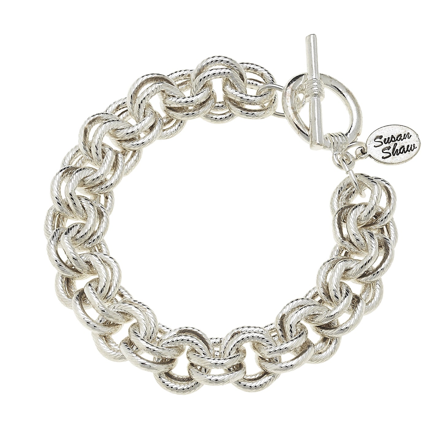 Silver Double Loop Chain Bracelet 2495S