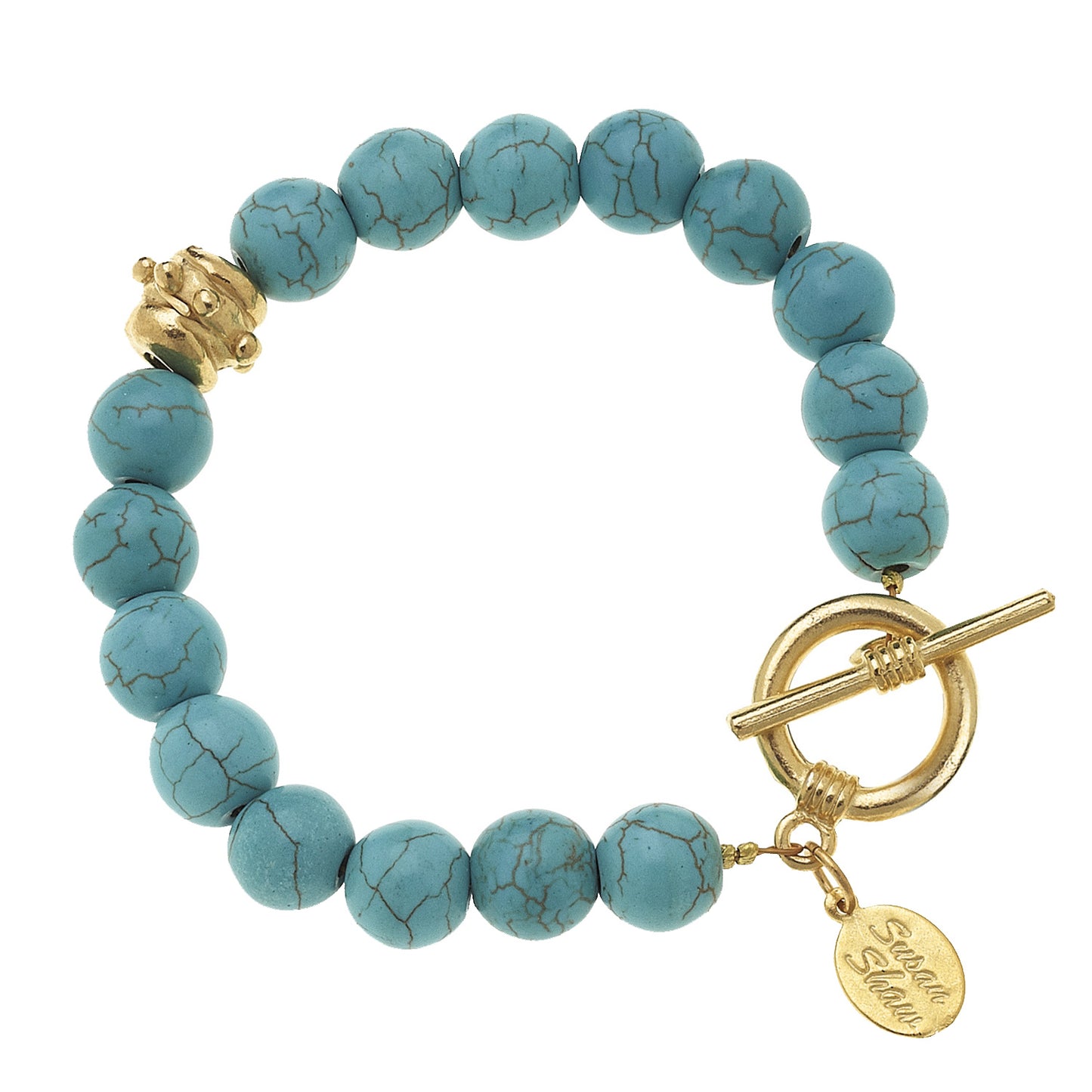 Turquoise and Gold Bead Toggle Bracelet 2000TQ