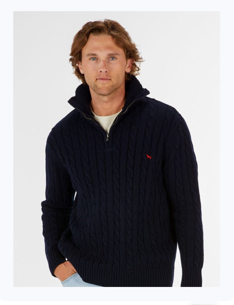 Simply Southern Men’s Navy Quarter Zip Cable Sweater