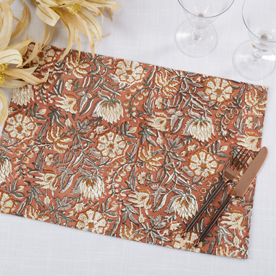 Fall Rust Block Print Placemat