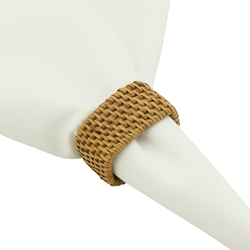 Set of 4 Caramel and Brown Rattan Napkin Rings