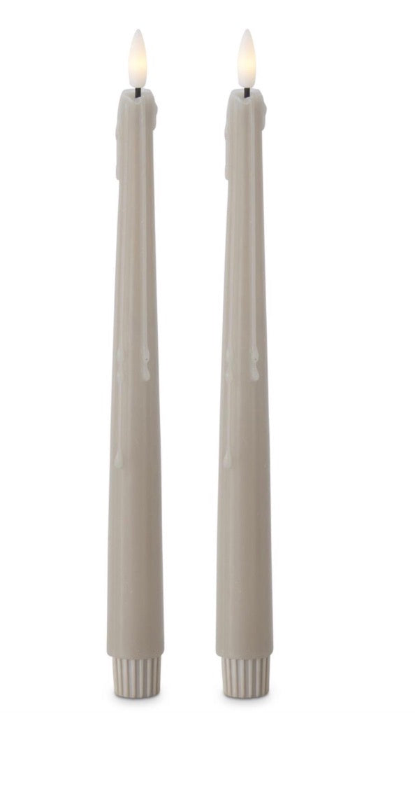 Taper LED Drip Candles- Taupe
