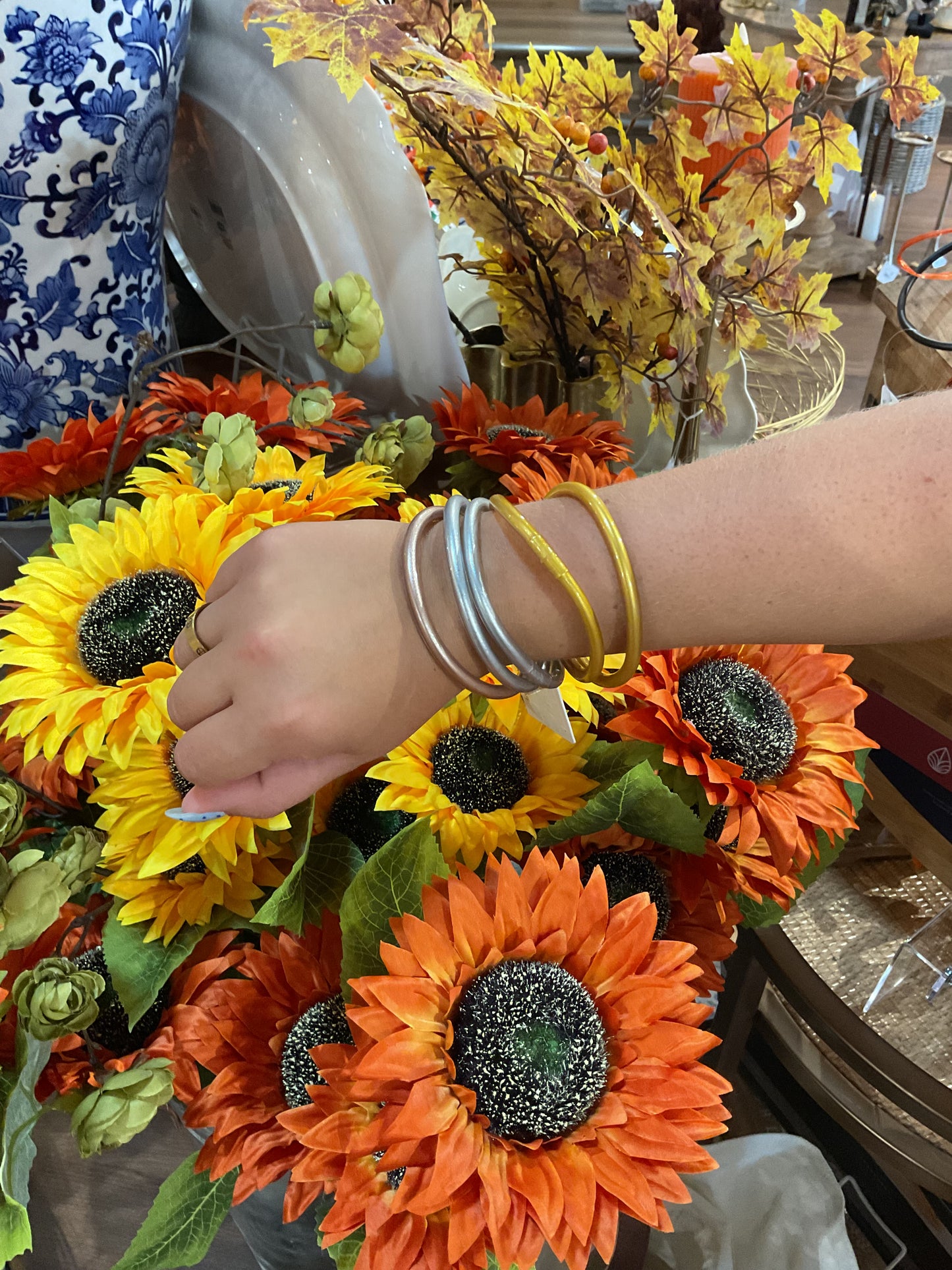 Set of 5 Gold, Silver, and Rose Gold Waterproof Bangles