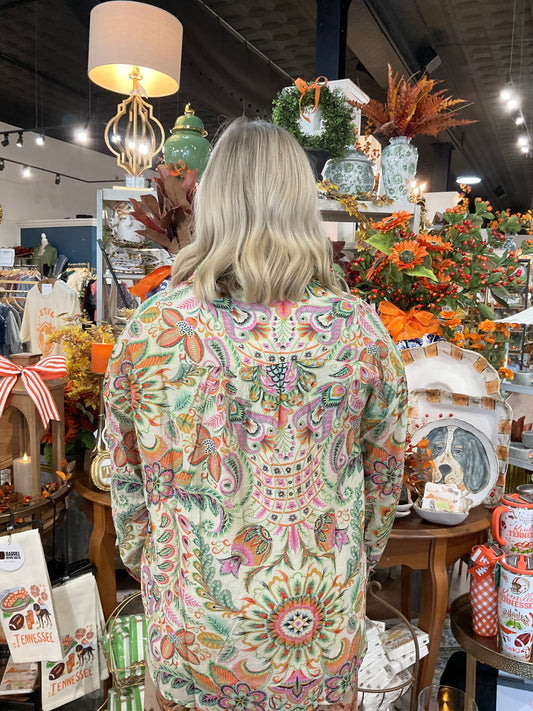 Vibrant Beauty Floral Long Sleeve Blouse