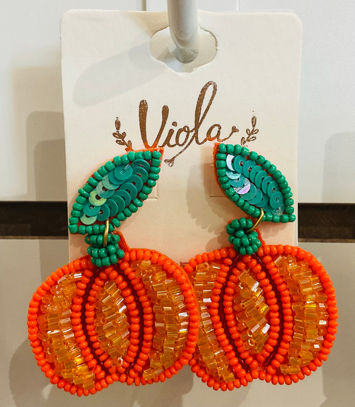 Beaded Pumpkin Earrings