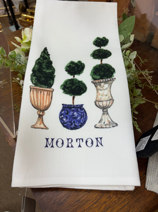 Little Birdie Personalized Topiary Tea Towel - Morton
